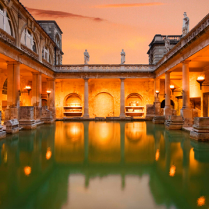 Roman Baths orange sky, James Davies