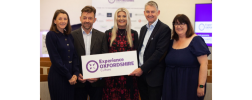 (L to R) Jemima King, Partner, Richardsons Chartered Accountants; Tony Hood, Supervising Location Manager; Hayley Beer-Gamage, Experience Oxfordshire CEO; Richard Venables MRICS DL, Head of the Ox